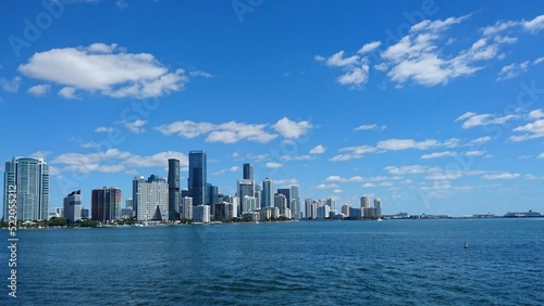 Biscayne bay with Miami Skyline on a sunny day