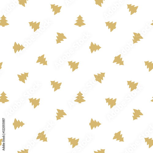 golden seamless pattern with christmas tree, great for wrapping, textile, wallpaper, greeting card- vector illustration