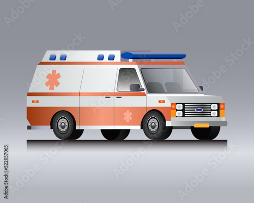 1980 s retro ambulance car  three quarters view  realistic 3d vector illustration
