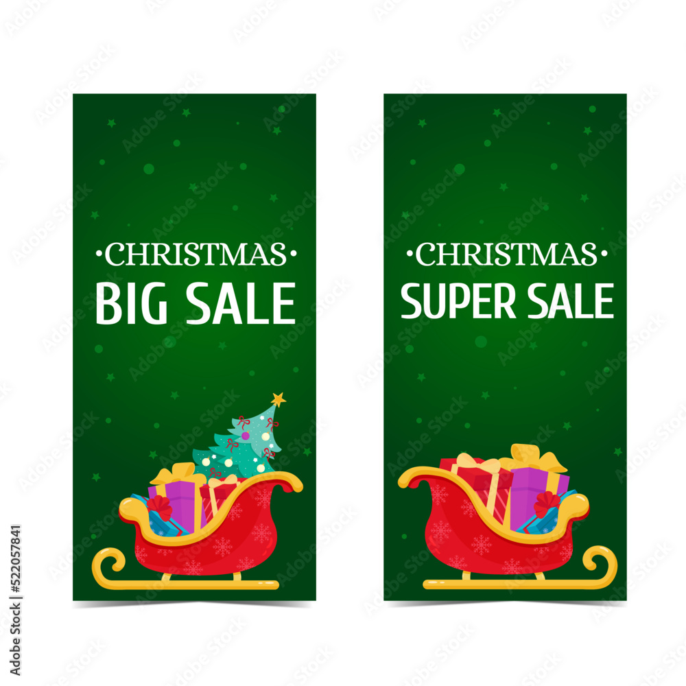 Naklejka premium Christmas discount sale. Vector illustration of Santa Claus sleigh