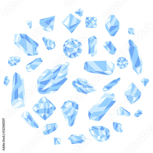 Background with crystals or crystalline minerals. Jewelry or semiprecious gem stones.