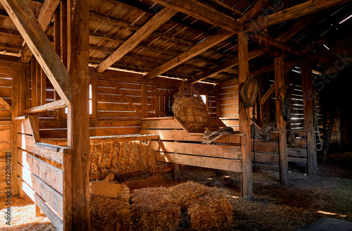 inside old barn farm straw