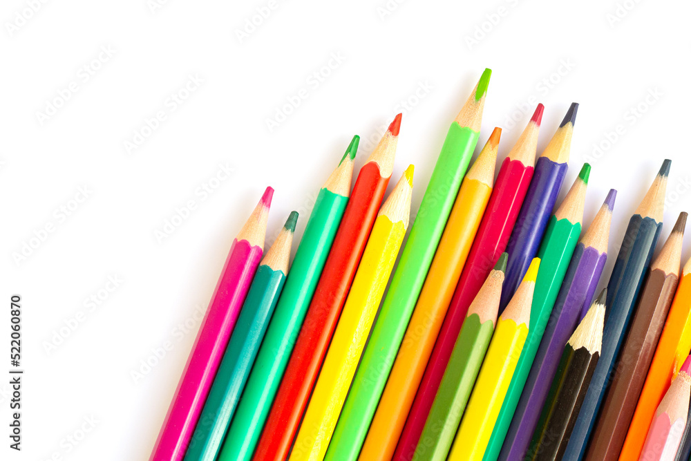 Multicolored rainbow pensil isolated on white background Multicolored rainbow pensil isolated on white background