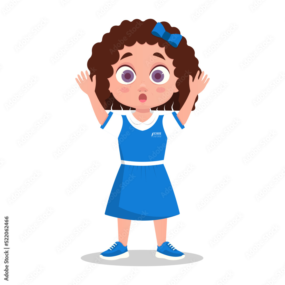 A cute girl in a school uniform got scared. Vector illustration A cute girl in a school uniform got scared. Vector illustration
