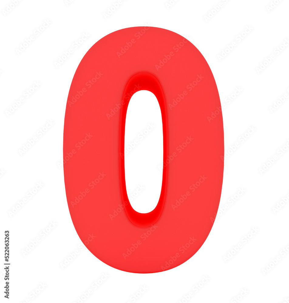 number 0 3d red isolated on white - 3d rendering number 0 3d red isolated on white - 3d rendering