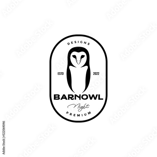 barn owl badge vintage logo design