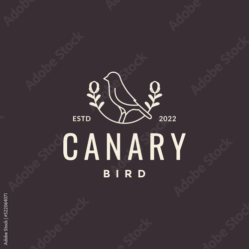 hipster canary with leaf logo design