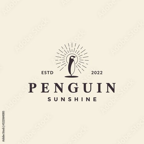 penguin hipster sunburst logo design