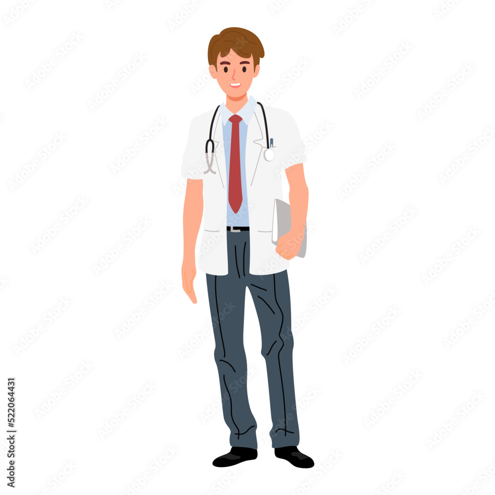 Medical doctor character isolated on a white background. Vector illustration of healthcare professional in hospital concept. Medical doctor character isolated on a white background. Vector illustration of healthcare professional in hospital concept.