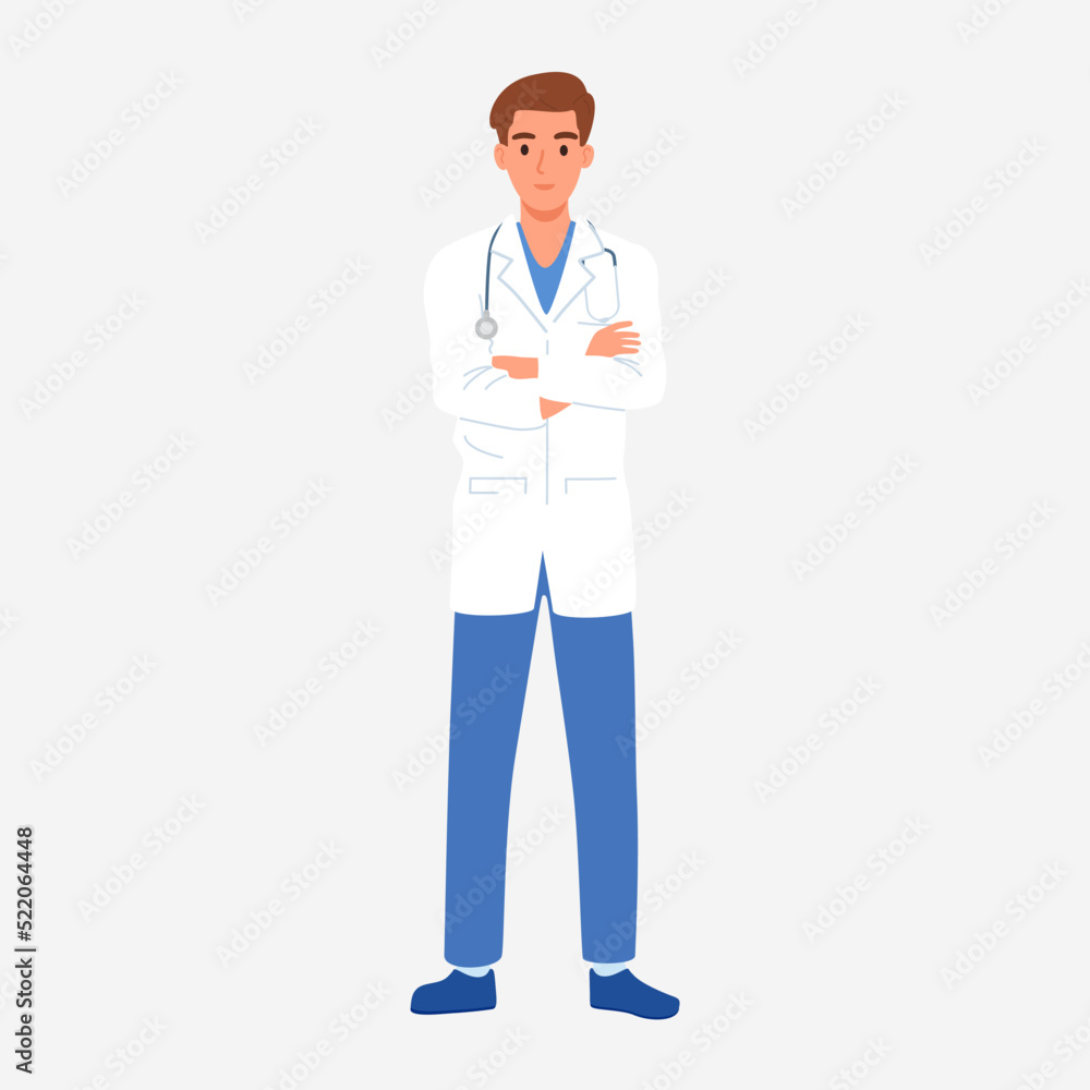 Medical doctor character isolated on a white background. Vector illustration of healthcare professional in hospital concept. Medical doctor character isolated on a white background. Vector illustration of healthcare professional in hospital concept.