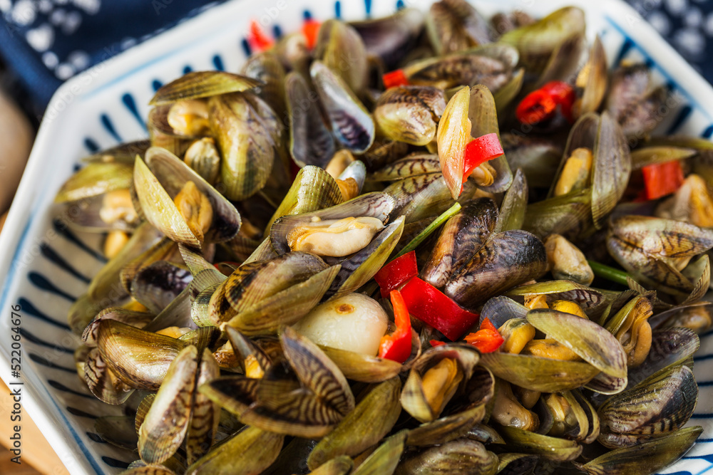 Chinese Chiuchow cuisine:a plate of Musculus senhousei Chinese Chiuchow cuisine:a plate of Musculus senhousei