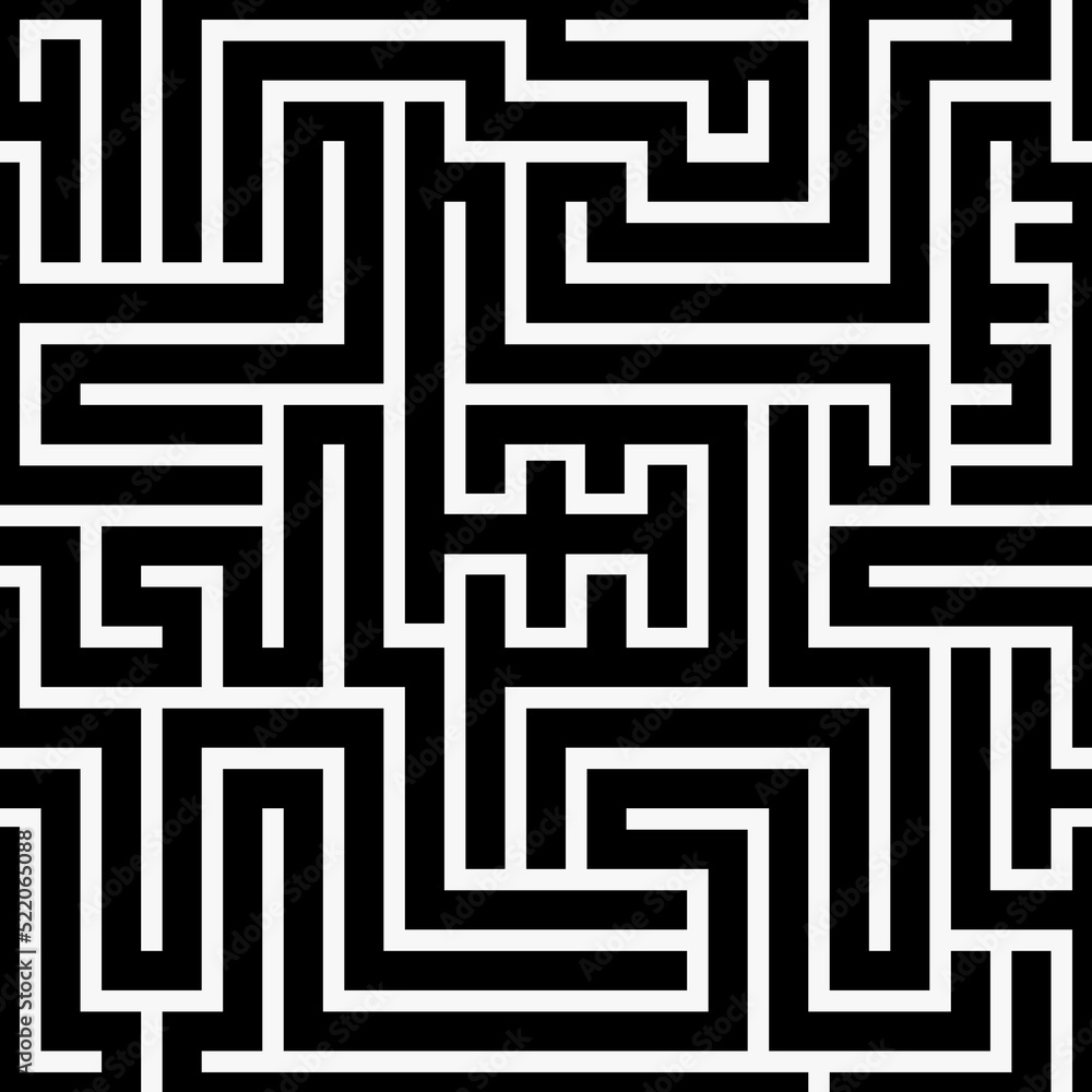 Monochrome labyrinth seamless pattern Monochrome labyrinth seamless pattern