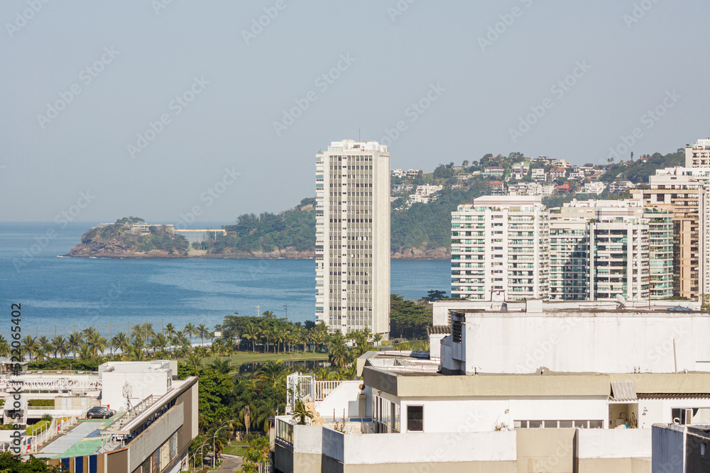 view of the Sao Conrado neighborhood in Rio de Janeiro, Brazil.