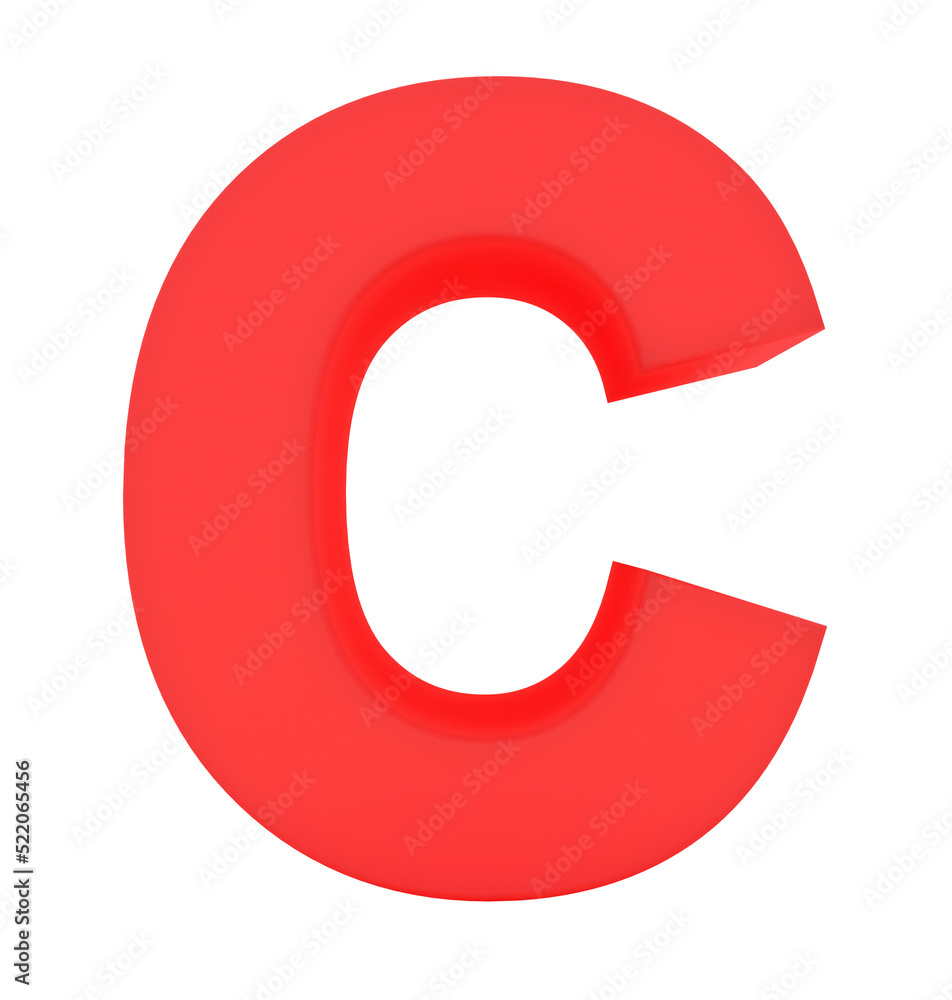 letter C 3d red isolated on white - 3d rendering letter C 3d red isolated on white - 3d rendering
