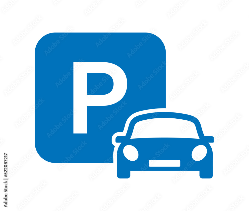 Car parking vector icon. Blue Parking symbol.