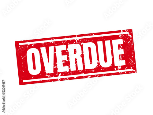 OVERDUE rubber stamp text on white background