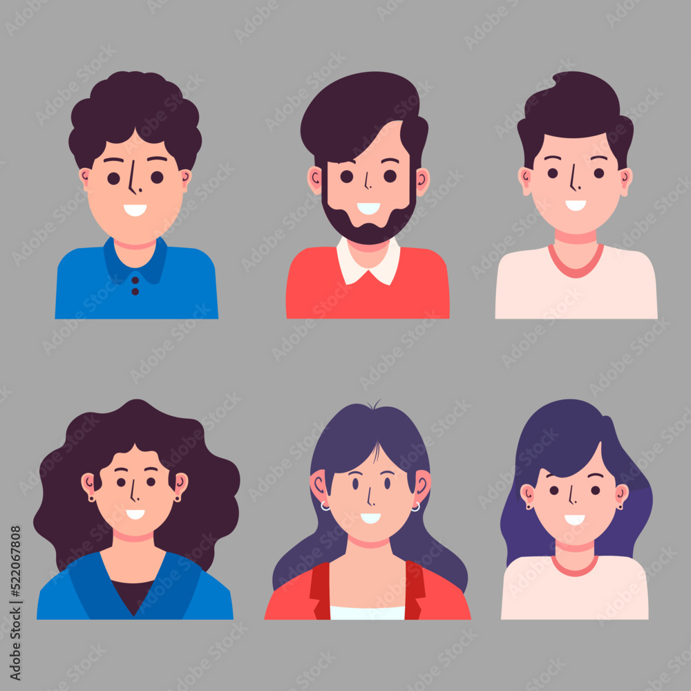 hand drawn smiling person avatar collection hand drawn smiling person avatar collection