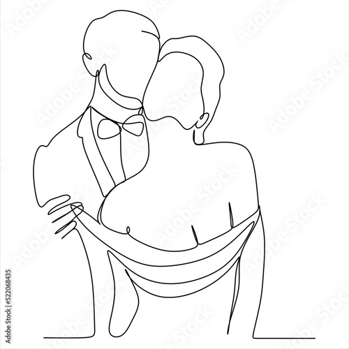 Continuous line drawing of women and men in love