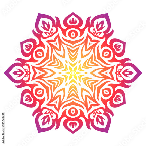 Hippie goa trance psychedelic colorful zentangle inspired mandala illustration with tribal boho chic ornaments. Oriental ornamental background.
