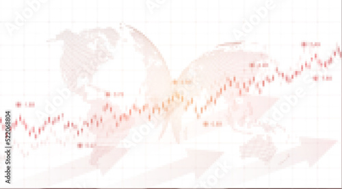 Financial data graph chart on grey background. Business background with candlesticks chart for reports and investment. Financial market trade concept.