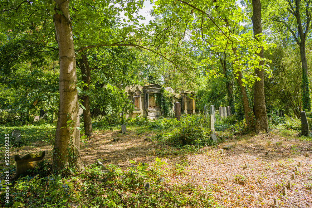 Decorative historic family tombs in the old Jewish cemetery in Wrocław. Decorative historic family tombs in the old Jewish cemetery in Wrocław.