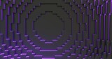 Abstract black background geometric pattern glow purple neon 3d render