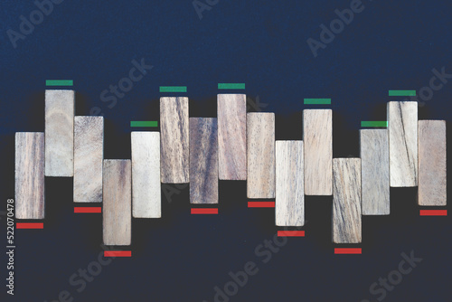 Wood block stack with concept of stock graph sign by wood.