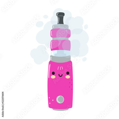 Cute funny vape character. Vector hand drawn cartoon kawaii character illustration icon. Isolated on whte background. Vape character concept