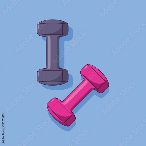 Dumbbell Vector Icon Illustration with Outline for Design Element, Clip Art, Web, Landing page, Sticker, Banner. Flat Cartoon Style