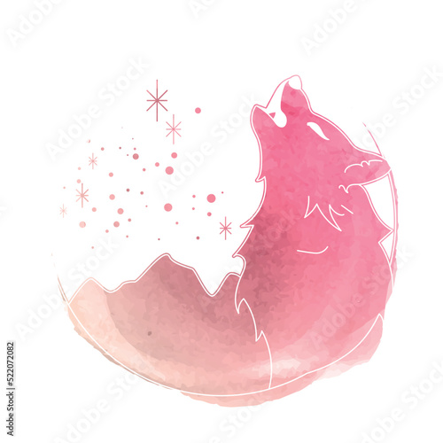 watercolor wolf and stars illustration - spiritual and mystic design