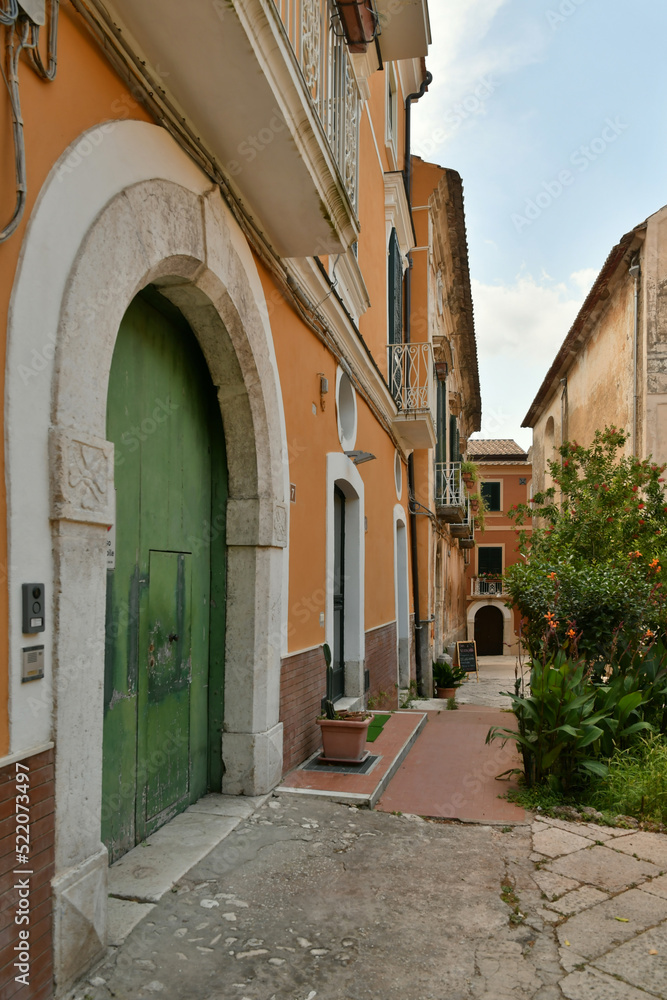 A narrow street in Sant'Agata de 'Goti, a medieval village in the province of Benevento in Campania, Italy.