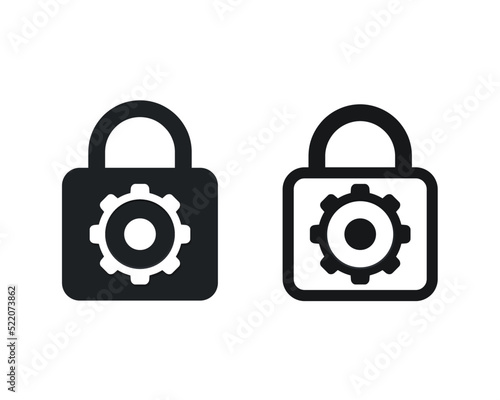 Padlock gear icon. Vector illustration