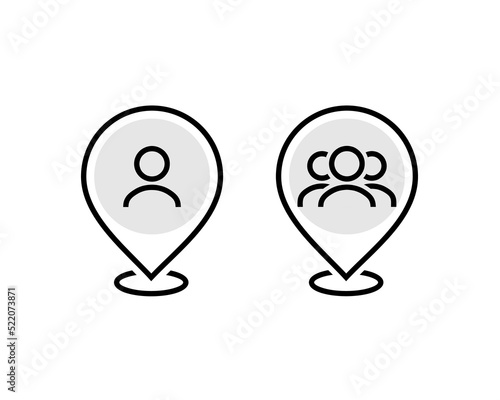 Map pin pointer with person icon. Vector illustration