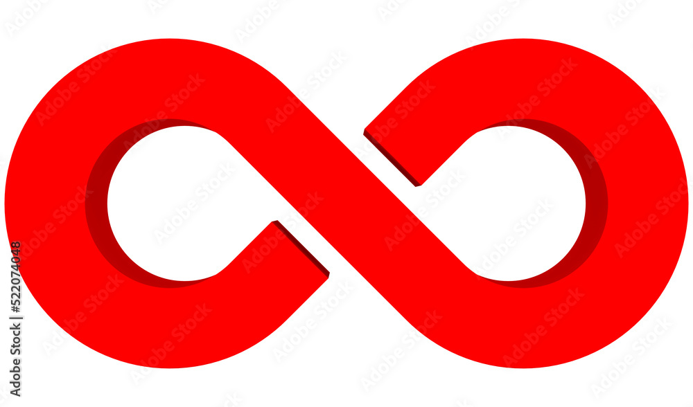 Infinity symbol 3d red isolated on white background - 3d rendering Infinity symbol 3d red isolated on white background - 3d rendering