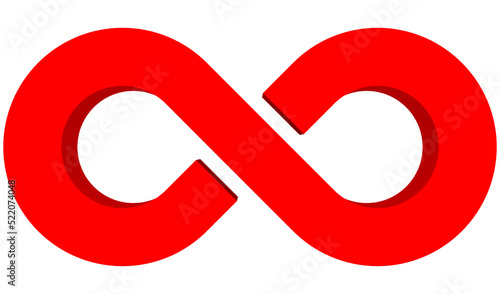 Infinity symbol 3d red isolated on white background - 3d rendering