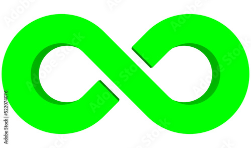 Infinity symbol 3d green isolated on white background - 3d rendering