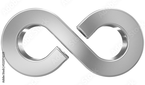 Infinity symbol 3d silver isolated on white background - 3d rendering