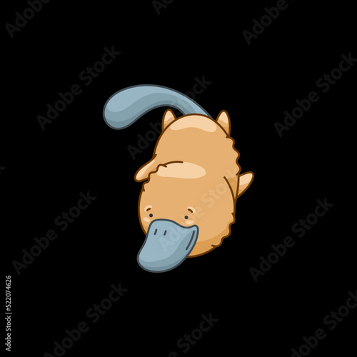 Platypus in kawaii style, cute cartoon character
