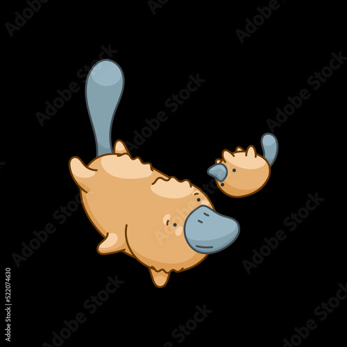 Platypus in kawaii style, cute cartoon character
