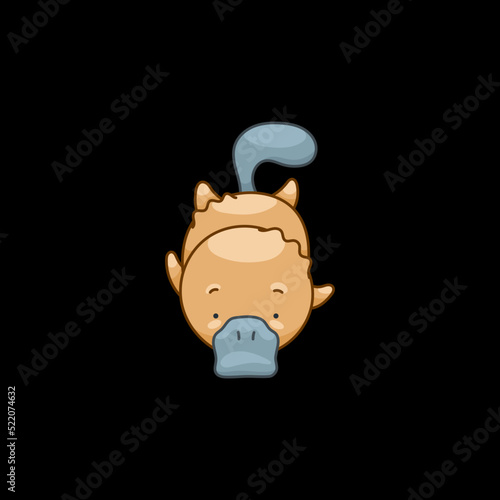 Platypus in kawaii style, cute cartoon character

