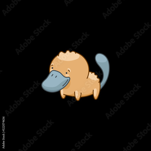 Platypus in kawaii style, cute cartoon character
