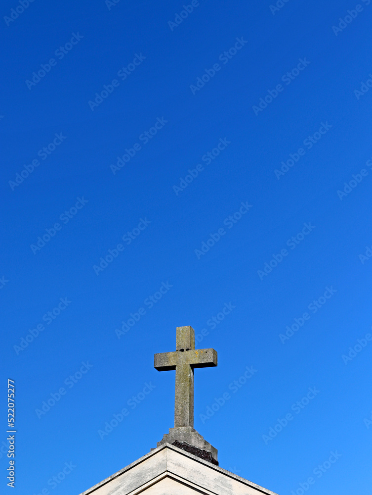 Cross placed on buildings or cemeteries