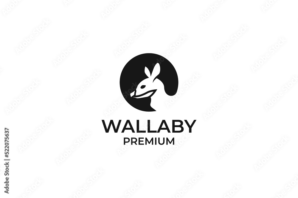 Flat illustration head wallaby logo design vector idea Flat illustration head wallaby logo design vector idea