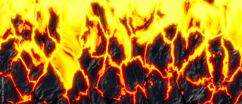 Realistic lava flame on black ash background. Texture of molten magma surface Realistic lava flame on black ash background. Texture of molten magma surface