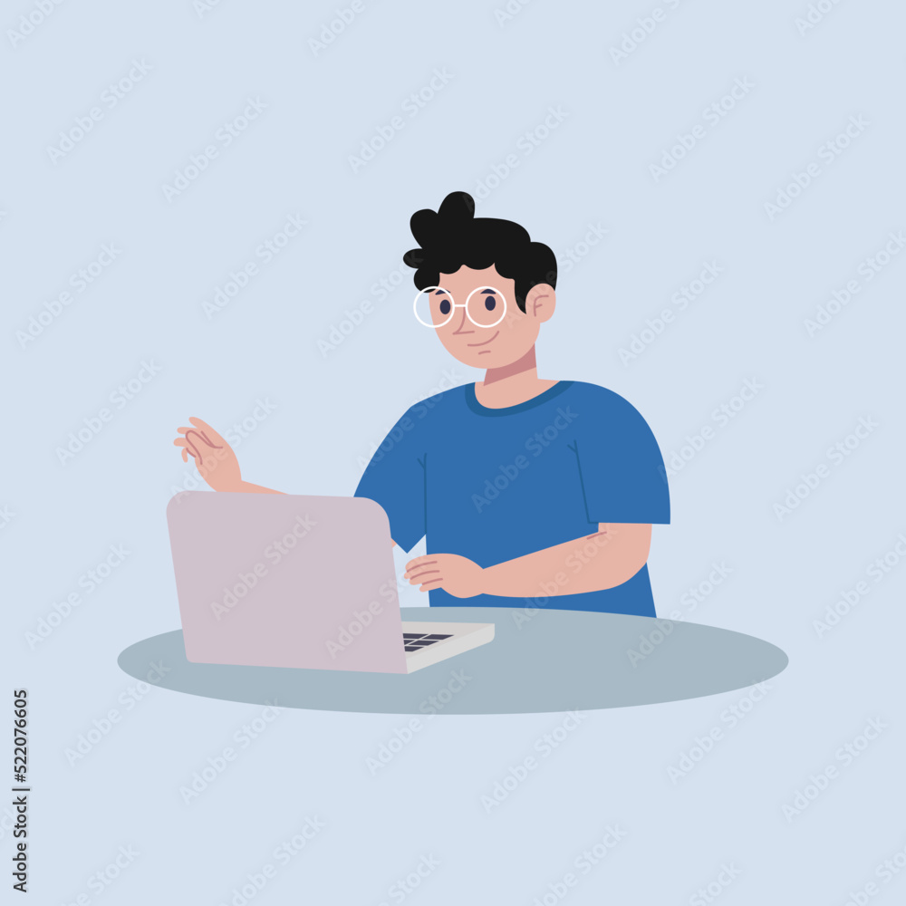 Illustration of person doing business on a computer Illustration of person doing business on a computer