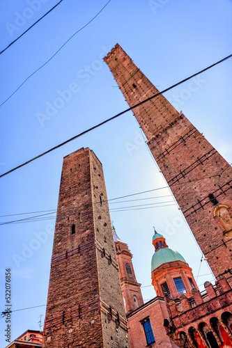 The Two Towers of Bologna on a sunny morning
