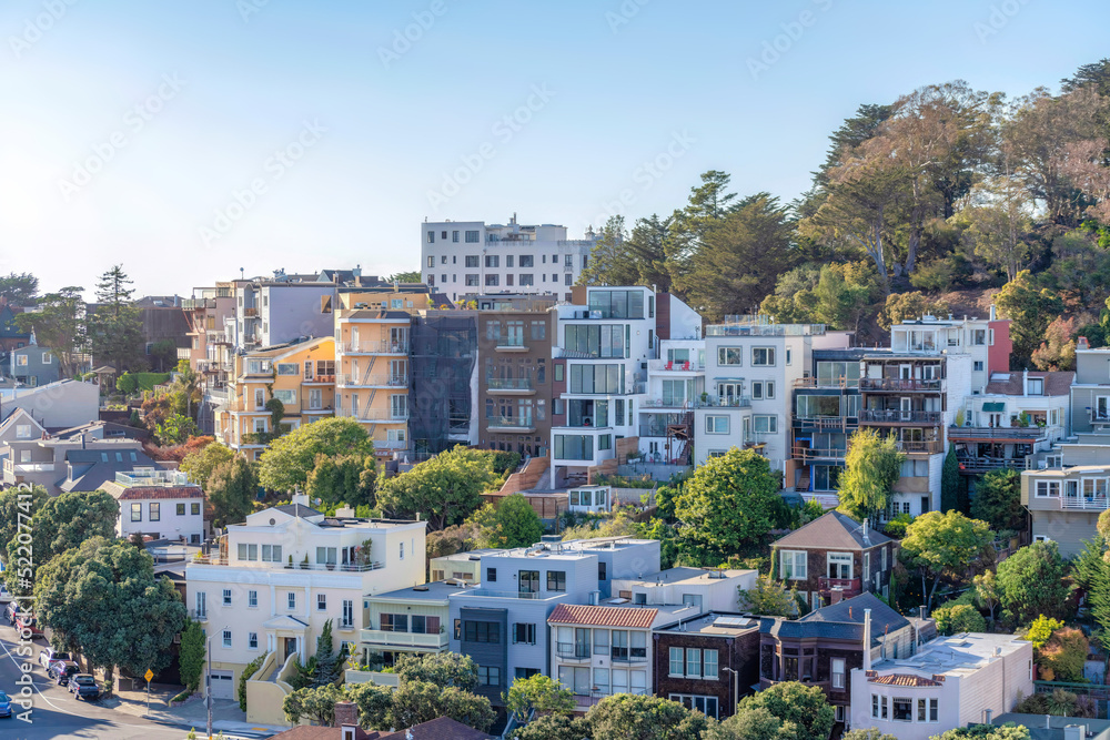 Obraz premium Rows of large residential buildings at San Francisco, California