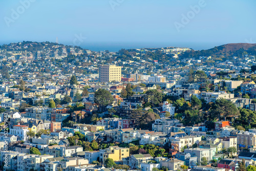 Photography Urban residential area with dense houses in San Francisco, CA