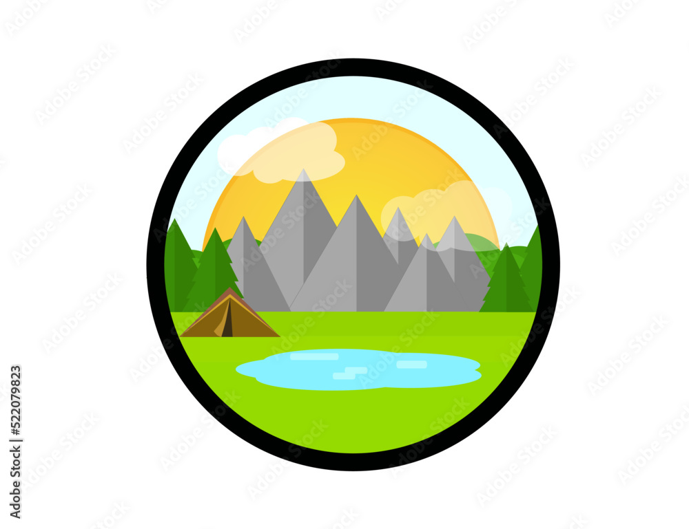 Camping icon. Wild holiday in nature. Vector Illustration.