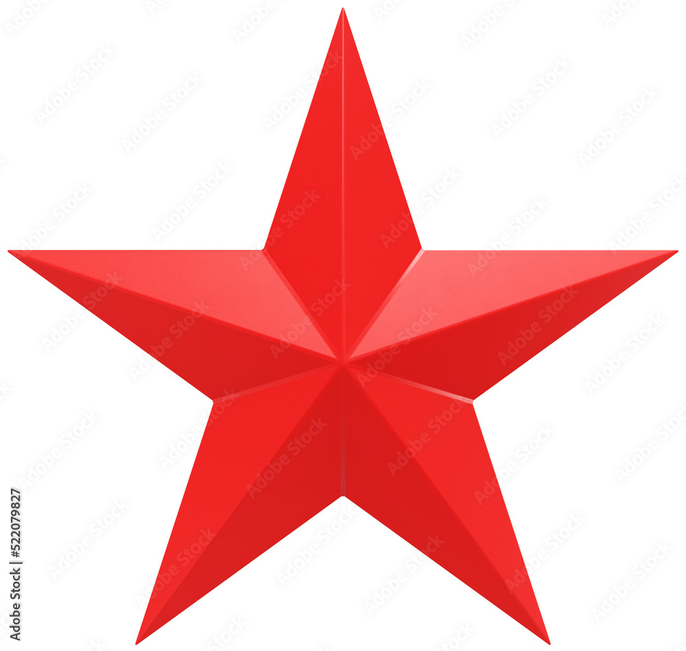 Christmas Star red - 5 point star - isolated on white - 3d rendering Christmas Star red - 5 point star - isolated on white - 3d rendering